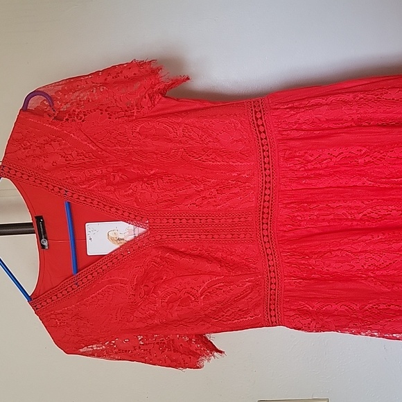 Pretty Garden Women's V Neck Short Sleeve Floral Lace Maxi Dress - Picture 3 of 5